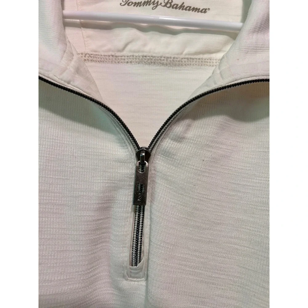 Tommy Bahama Mens XXXLT White Quarter Zip Pullover Pima Cotton Tencel Knit